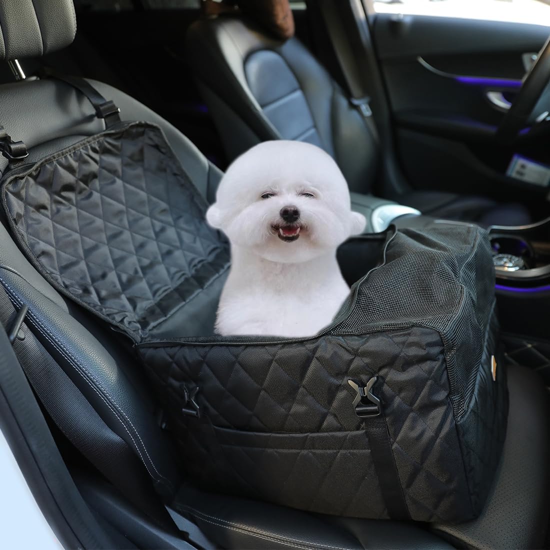 Dog car seat and bed combo.