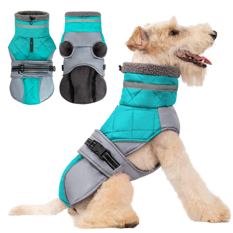 Dog winter coat warm and windproof high collar can be turned down for small and medium-sized