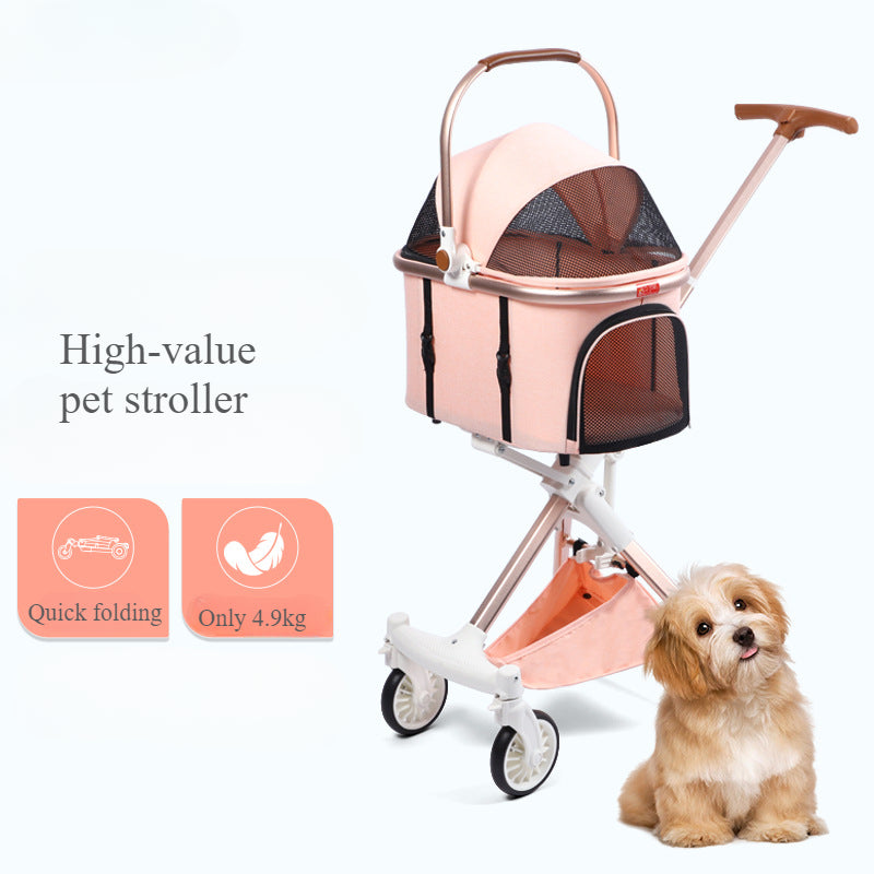 Pet stroller removable carrier and lightweight aluminum frame