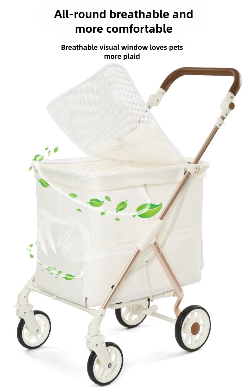 Foldable pet stroller with large space suitable