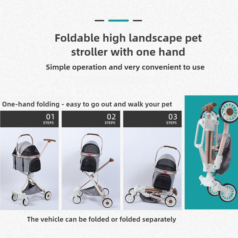 Pet stroller removable carrier and lightweight aluminum frame