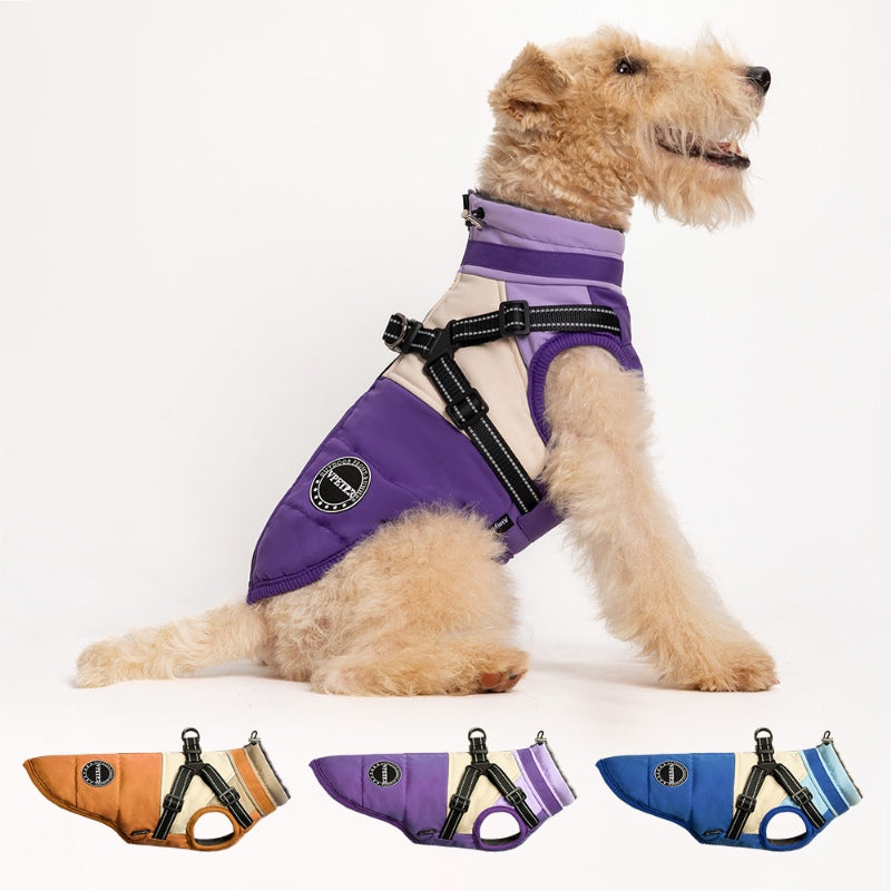 Veste chaude multifonctionnelle pour petits chiens avec boucle de traction 