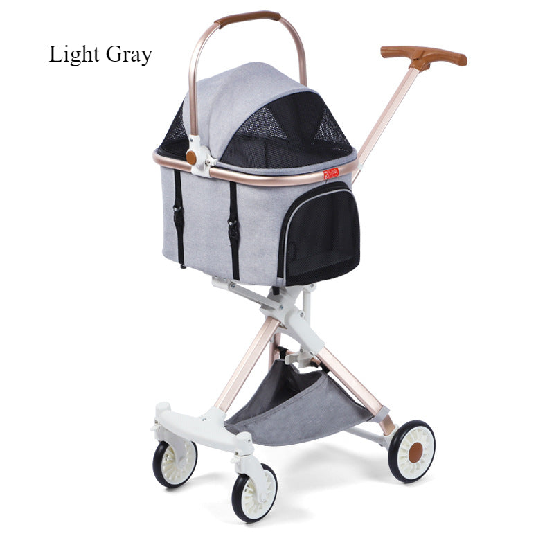 Pet stroller removable carrier and lightweight aluminum frame