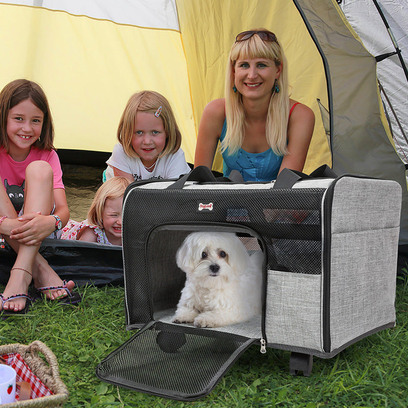 Sac pliable pour animaux de compagnie avec roulettes