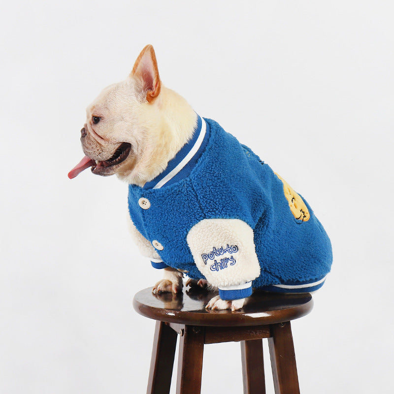 Dog winter coat thick polar fleece warm pug french bulldog bichon baseball jacket