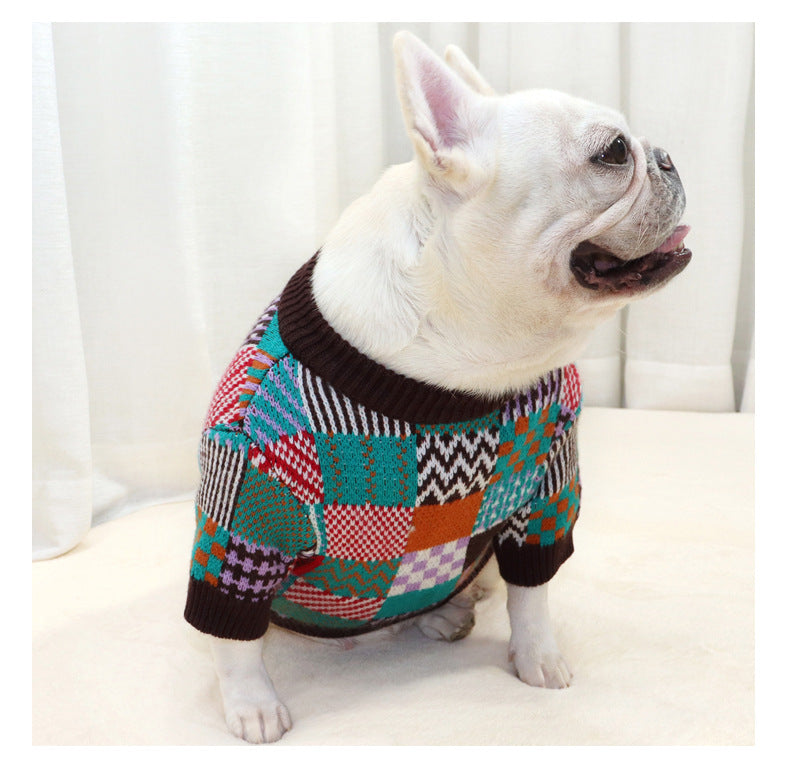 Dog winter sweater soft core-spun yarn French bulldog pug