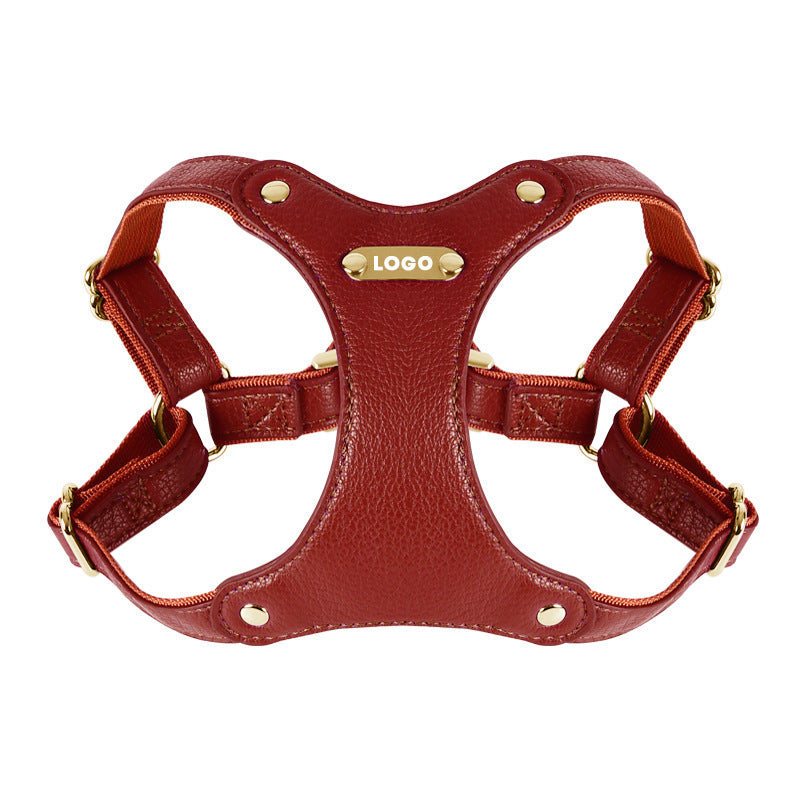 Fashionable Cowhide Pet Collar/Harness  Suitable for Small and Medium Dogs