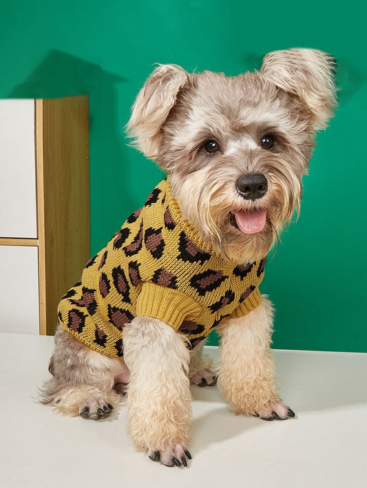 Leopard print sweater for small dogs and cats