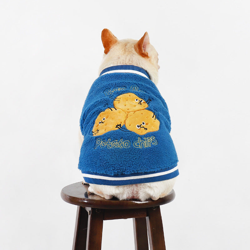 Dog winter coat thick polar fleece warm pug french bulldog bichon baseball jacket