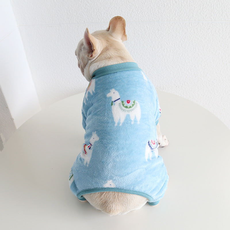 Pyjama chaud en polaire pour chien avec dessin animé 