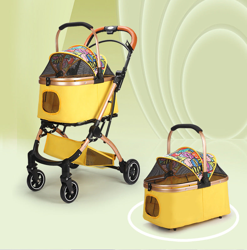 Pet stroller, suitable for small and medium dogs, pet folding stroller