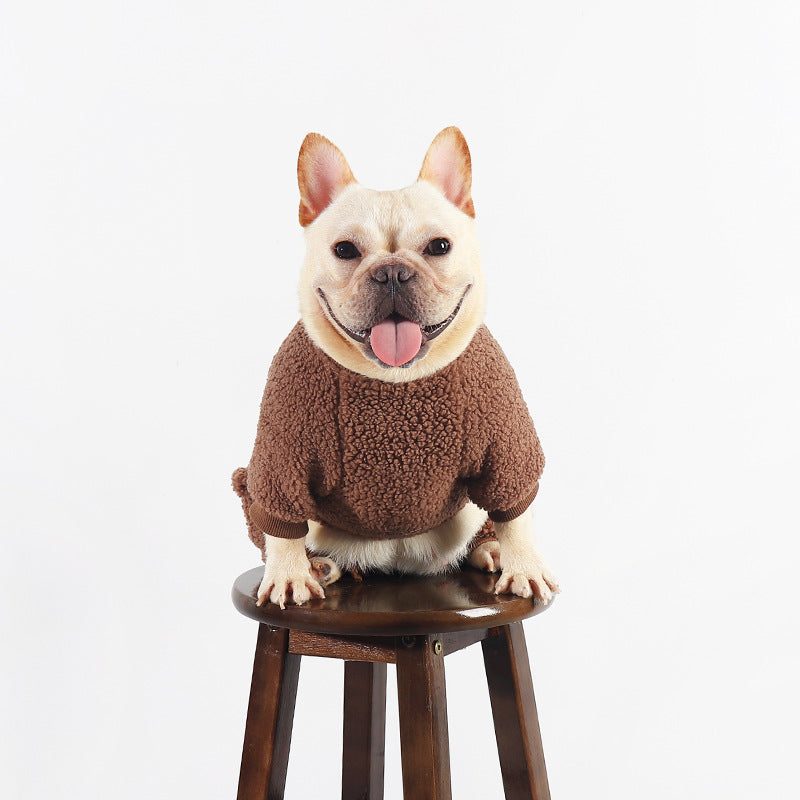 Manteau d'hiver épais pour chien bouledogue français à quatre pattes 