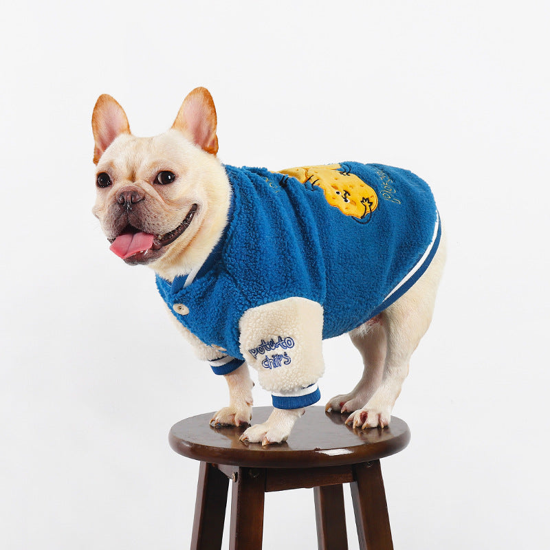 Dog winter coat thick polar fleece warm pug french bulldog bichon baseball jacket