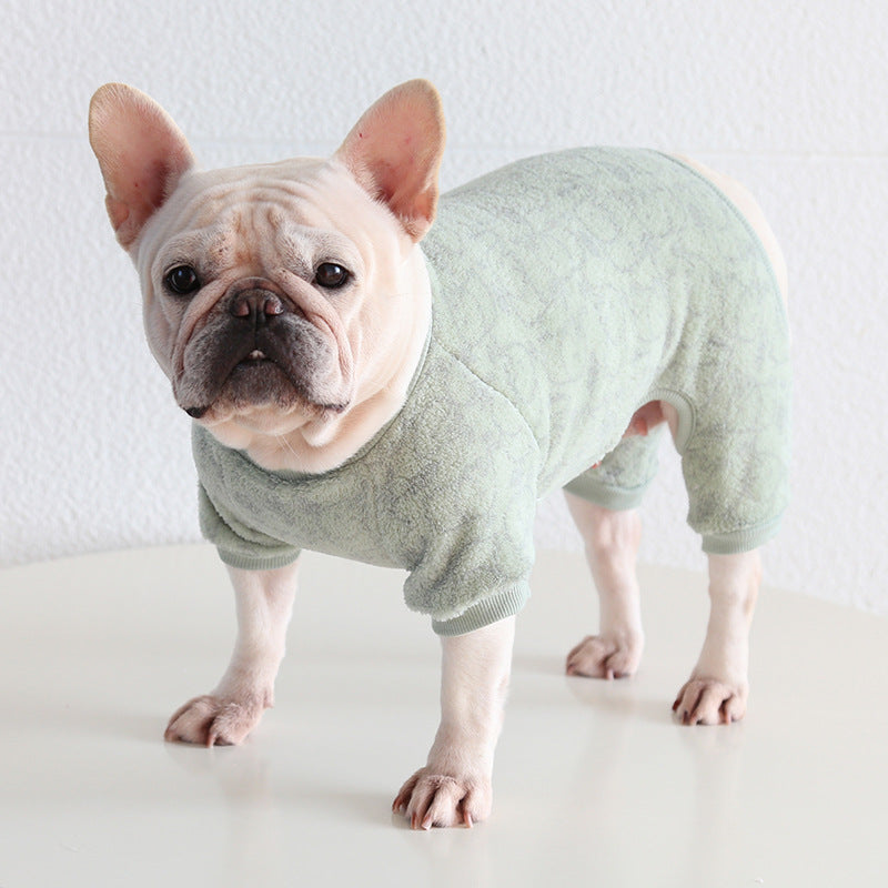 Plüschiger, warmer Hundepyjama, geeignet für kleine und mittelgroße Hunde 