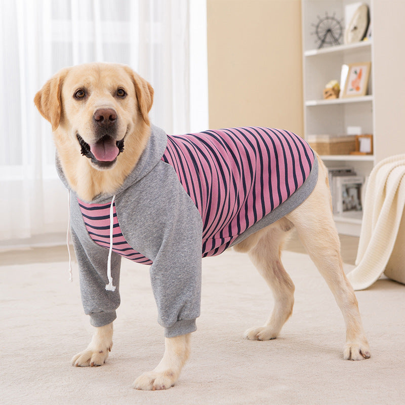 Vêtements d'hiver pour gros chien sweat-shirt rayé à deux pattes golden retriever labrador