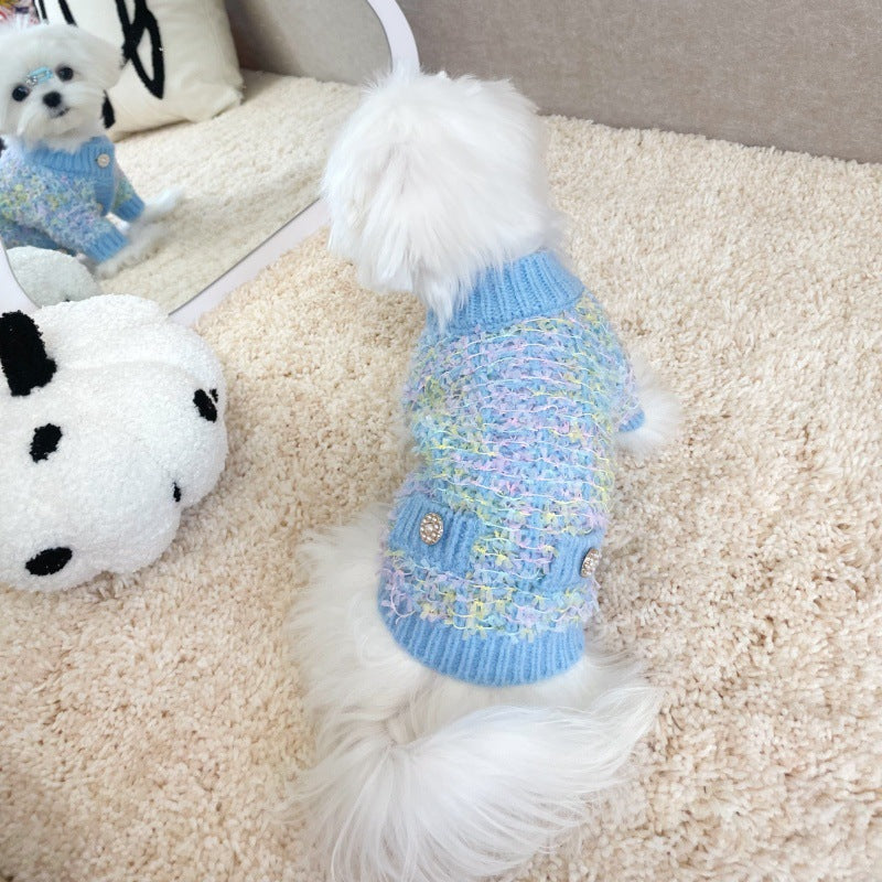 Pull cardigan en fil papillon pour petits chiens et chats