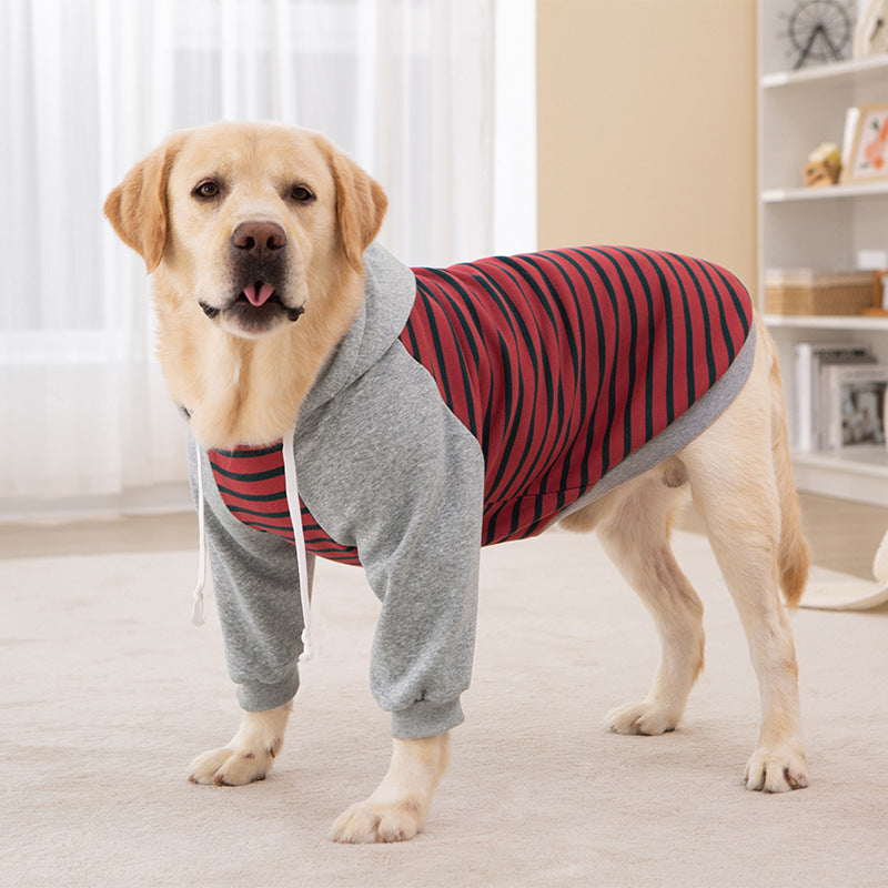 Vêtements d'hiver pour gros chien sweat-shirt rayé à deux pattes golden retriever labrador