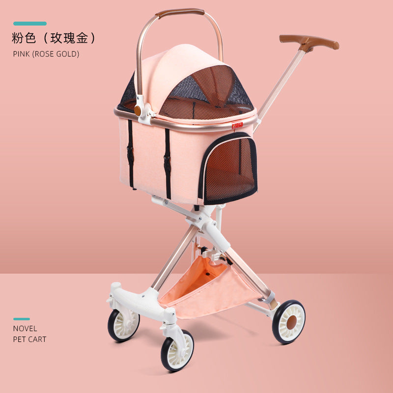 Pet stroller removable carrier and lightweight aluminum frame