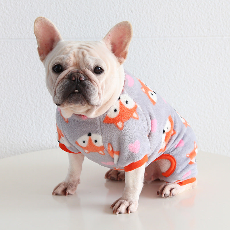 Plüschiger, warmer Hundepyjama, geeignet für kleine und mittelgroße Hunde 