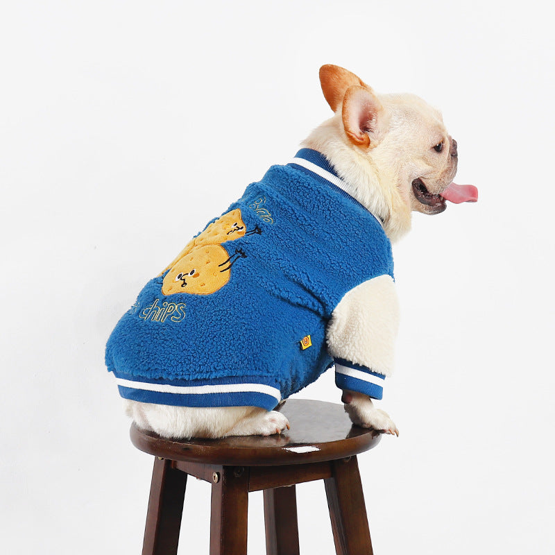 Dog winter coat thick polar fleece warm pug french bulldog bichon baseball jacket