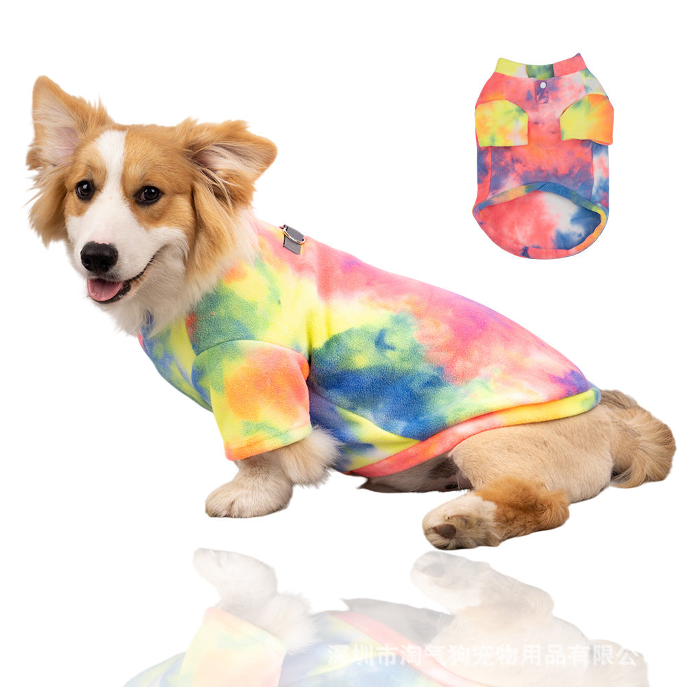 Fashion pet sweatshirt tie-dye polar fleece suitable for small and medium dogs