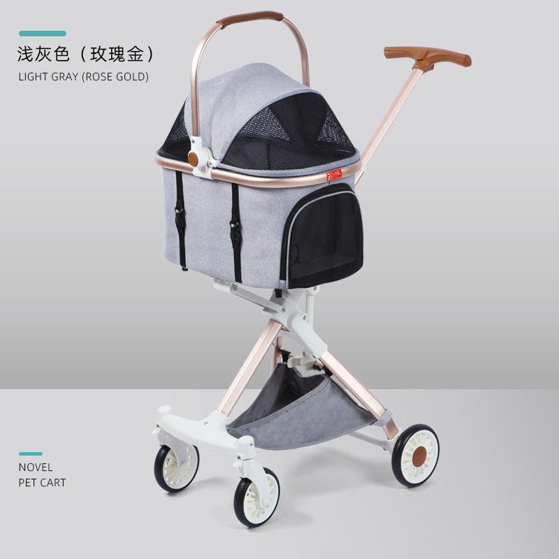 Pet stroller removable carrier and lightweight aluminum frame