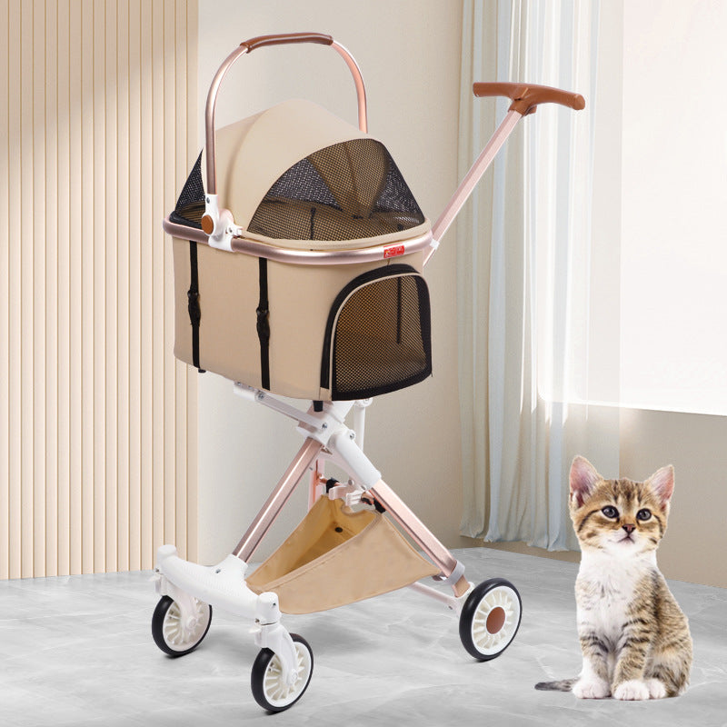 Pet stroller removable carrier and lightweight aluminum frame