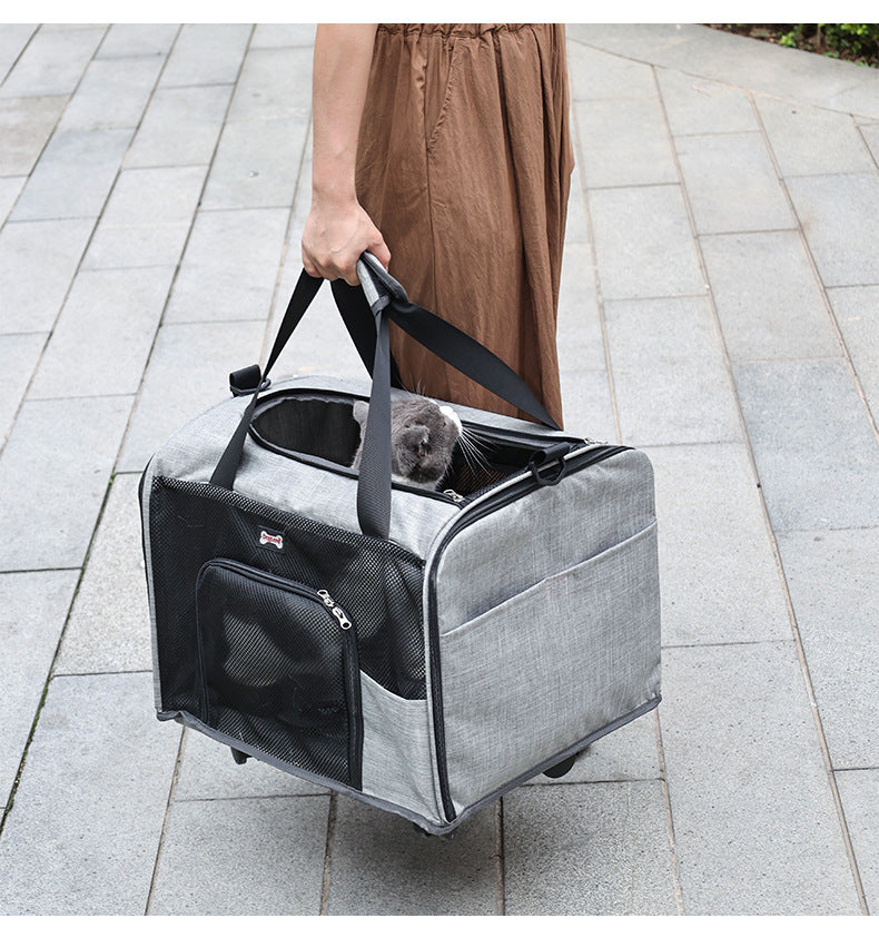 Sac pliable pour animaux de compagnie avec roulettes