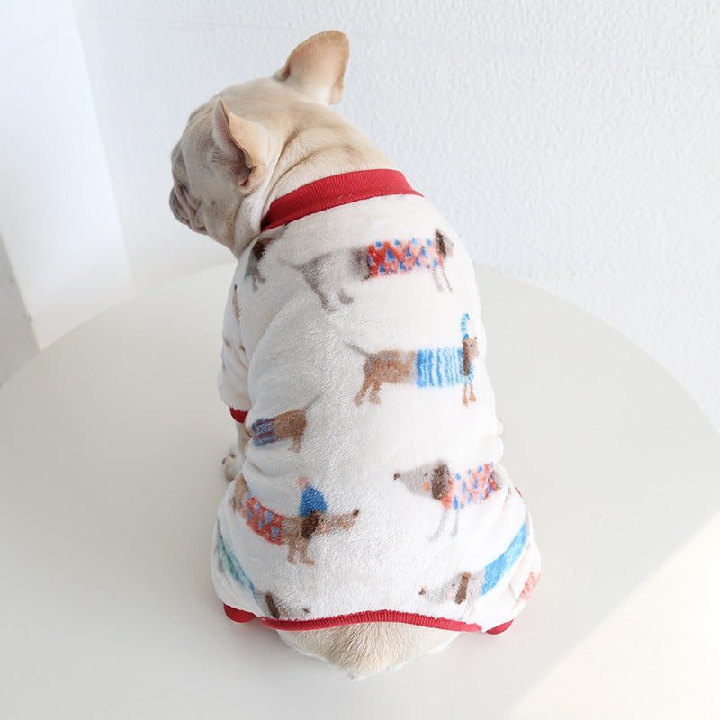 Plüsch warme pyjamas vierbeinigen kleidung corgi bulldog mops bulldog 