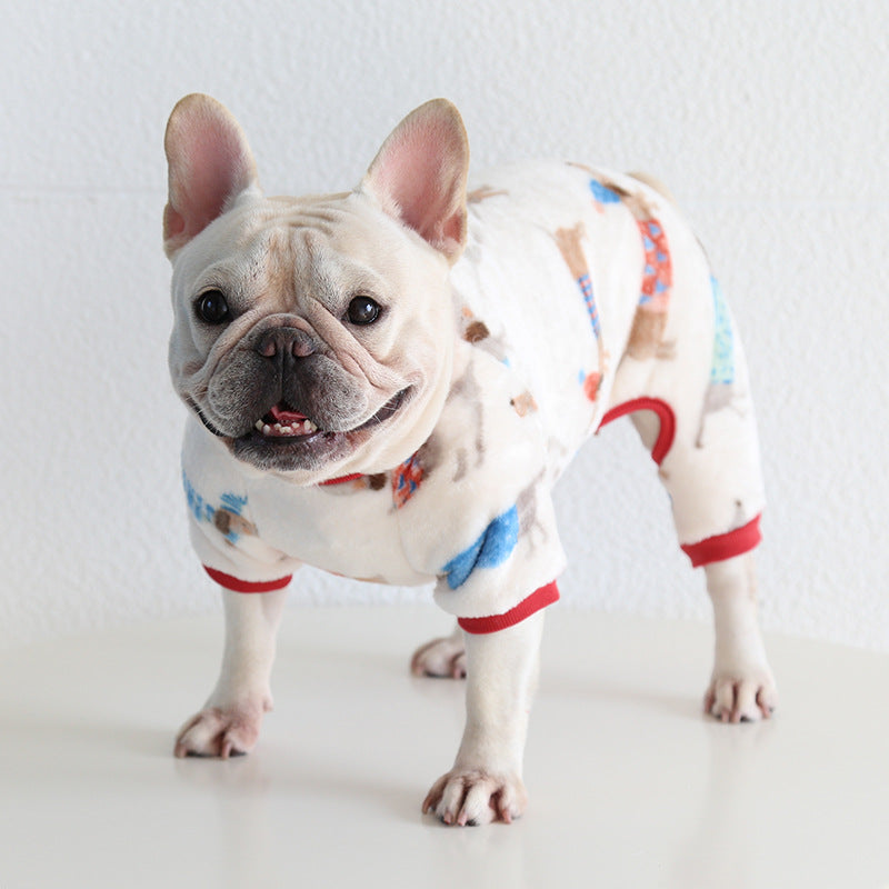 Plüsch warme pyjamas vierbeinigen kleidung corgi bulldog mops bulldog 