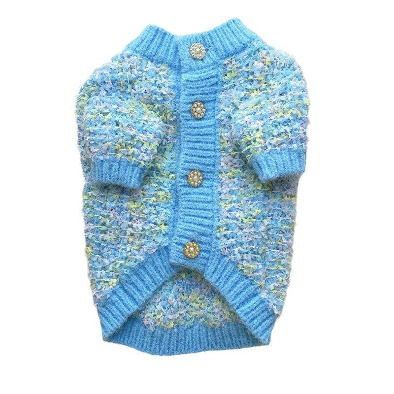 Pull cardigan en fil papillon pour petits chiens et chats