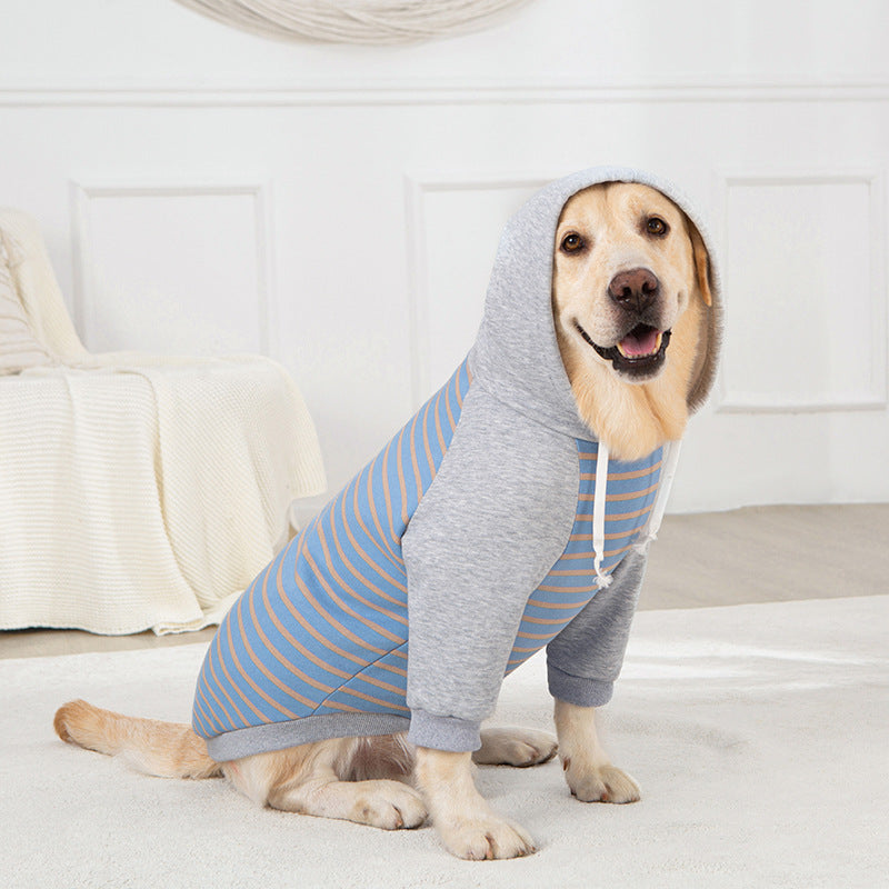 Vêtements d'hiver pour gros chien sweat-shirt rayé à deux pattes golden retriever labrador