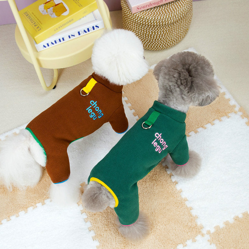 Four-legged clothes plus velvet traction buckle small dog