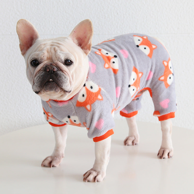 Plüschiger, warmer Hundepyjama, geeignet für kleine und mittelgroße Hunde 