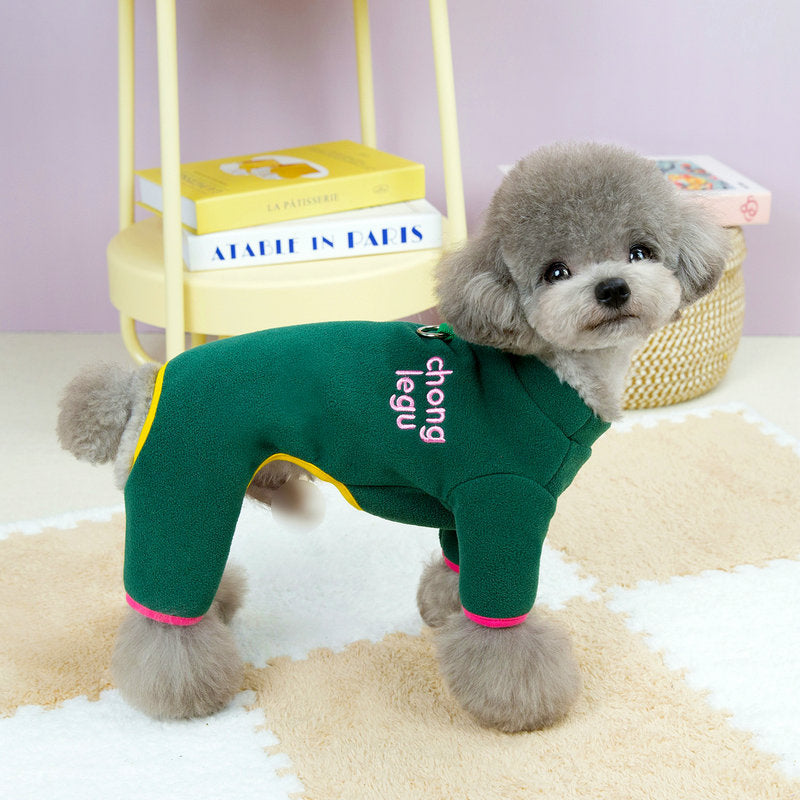 Four-legged clothes plus velvet traction buckle small dog