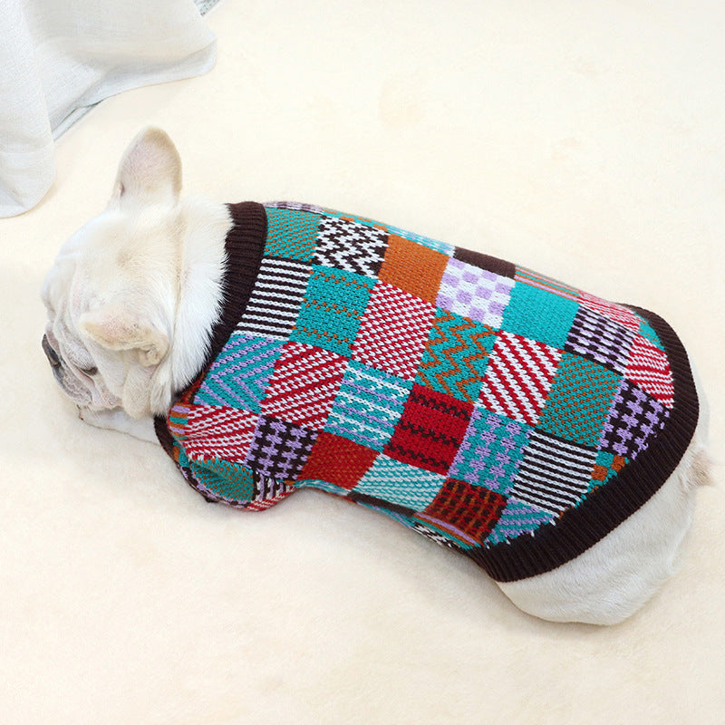 Dog winter sweater soft core-spun yarn French bulldog pug