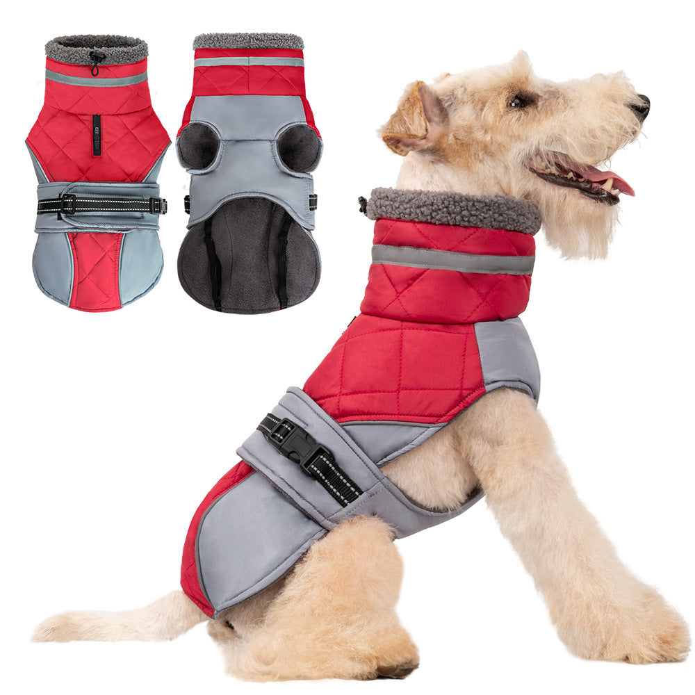 Dog winter coat warm and windproof high collar can be turned down for small and medium-sized