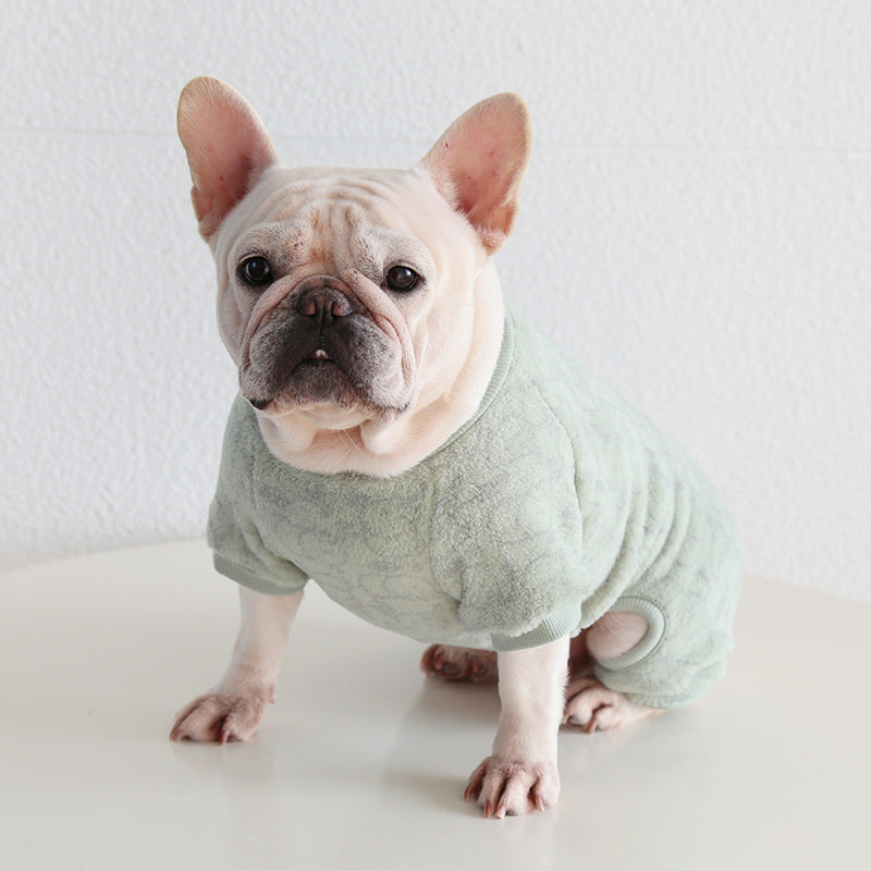 Plüschiger, warmer Hundepyjama, geeignet für kleine und mittelgroße Hunde 