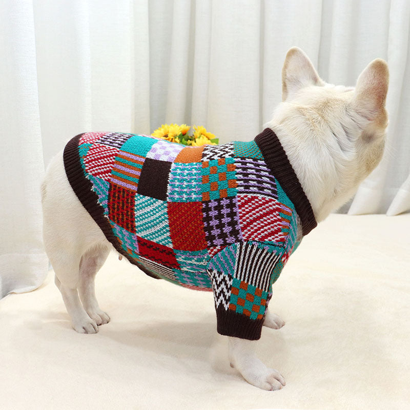 Dog winter sweater soft core-spun yarn French bulldog pug