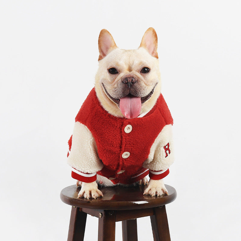 Manteau polaire épais d'hiver pour animal de compagnie, veste de baseball pour chien, carlin, bouledogue français 