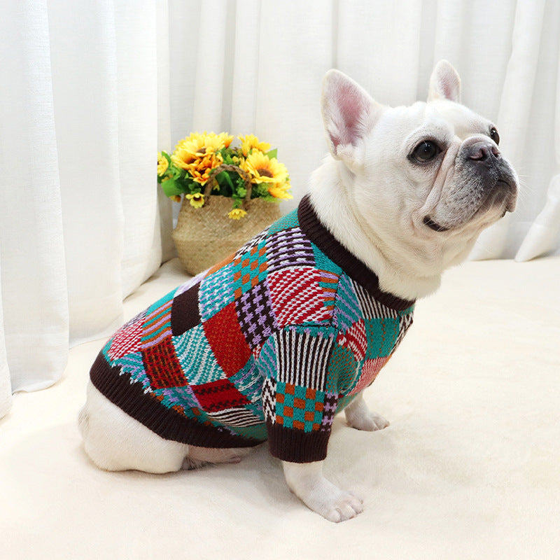 Dog winter sweater soft core-spun yarn French bulldog pug