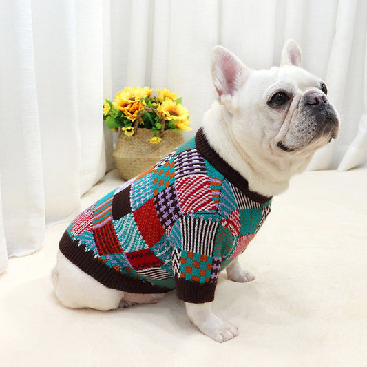 Dog winter sweater soft core-spun yarn French bulldog pug