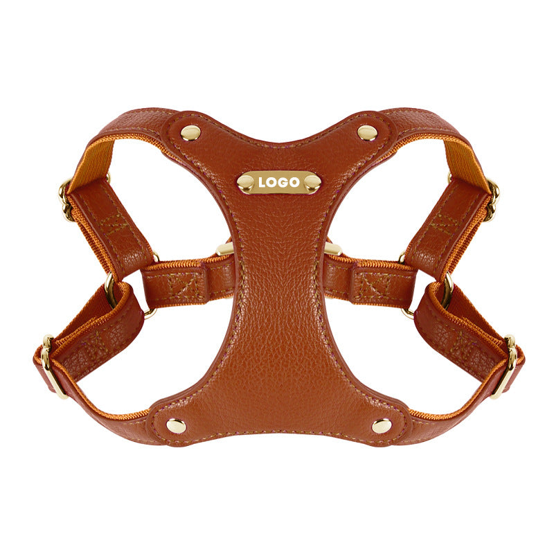 Fashionable Cowhide Pet Collar/Harness  Suitable for Small and Medium Dogs