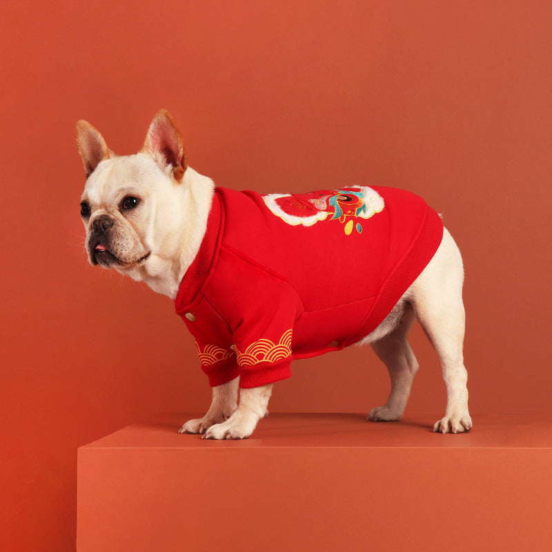 Dog New Year Jacket French Bulldog Pug Thick Sweater