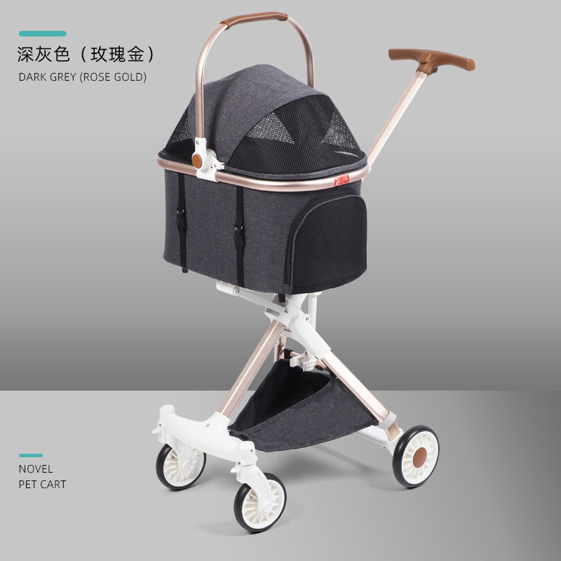 Pet stroller removable carrier and lightweight aluminum frame