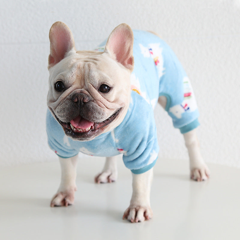 Pyjama chaud en polaire pour chien avec dessin animé 