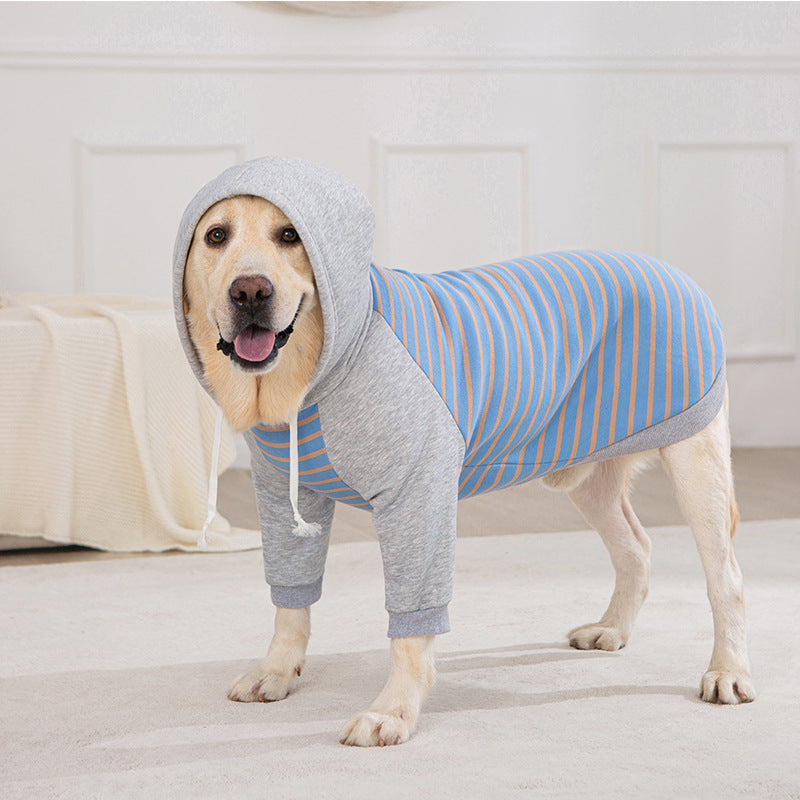 Vêtements d'hiver pour gros chien sweat-shirt rayé à deux pattes golden retriever labrador