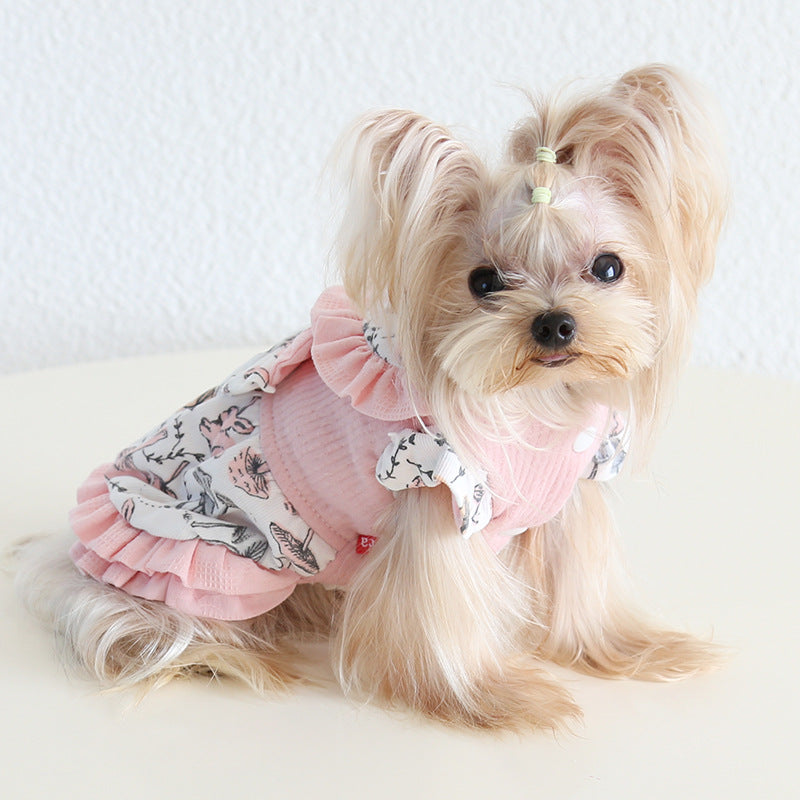 Small dog cotton skirt for traction