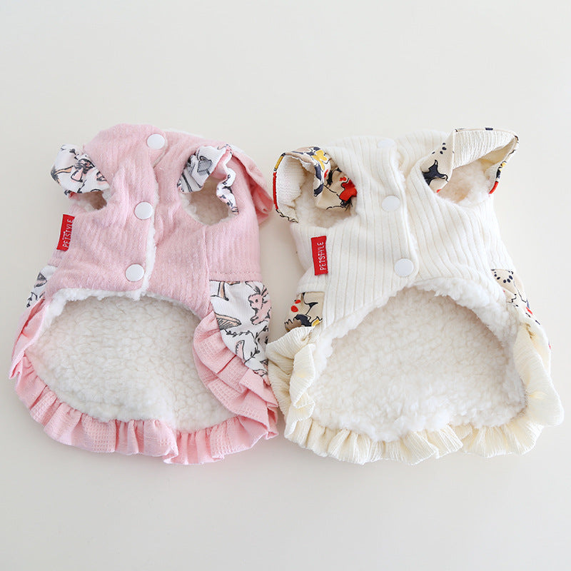 Small dog cotton skirt for traction