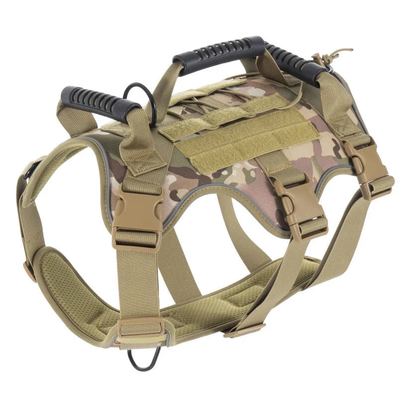 Tactical Dog Harness with Handle - Military Grade Anti-Pull Harness for Large Dogs, Breathable Reflective